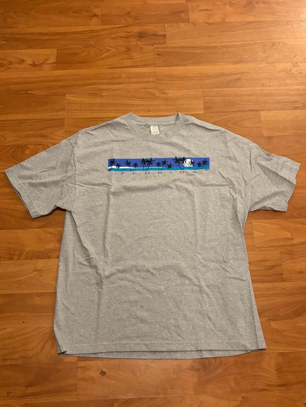 Hanes Florida Palm Trees T-Shirt Size X-Large Gray Graphic Tee